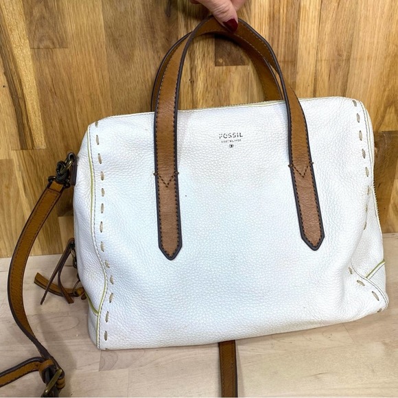 Fossil Handbags - Fossil Bone Pebbled Leather Sydney Satchel Crossbody